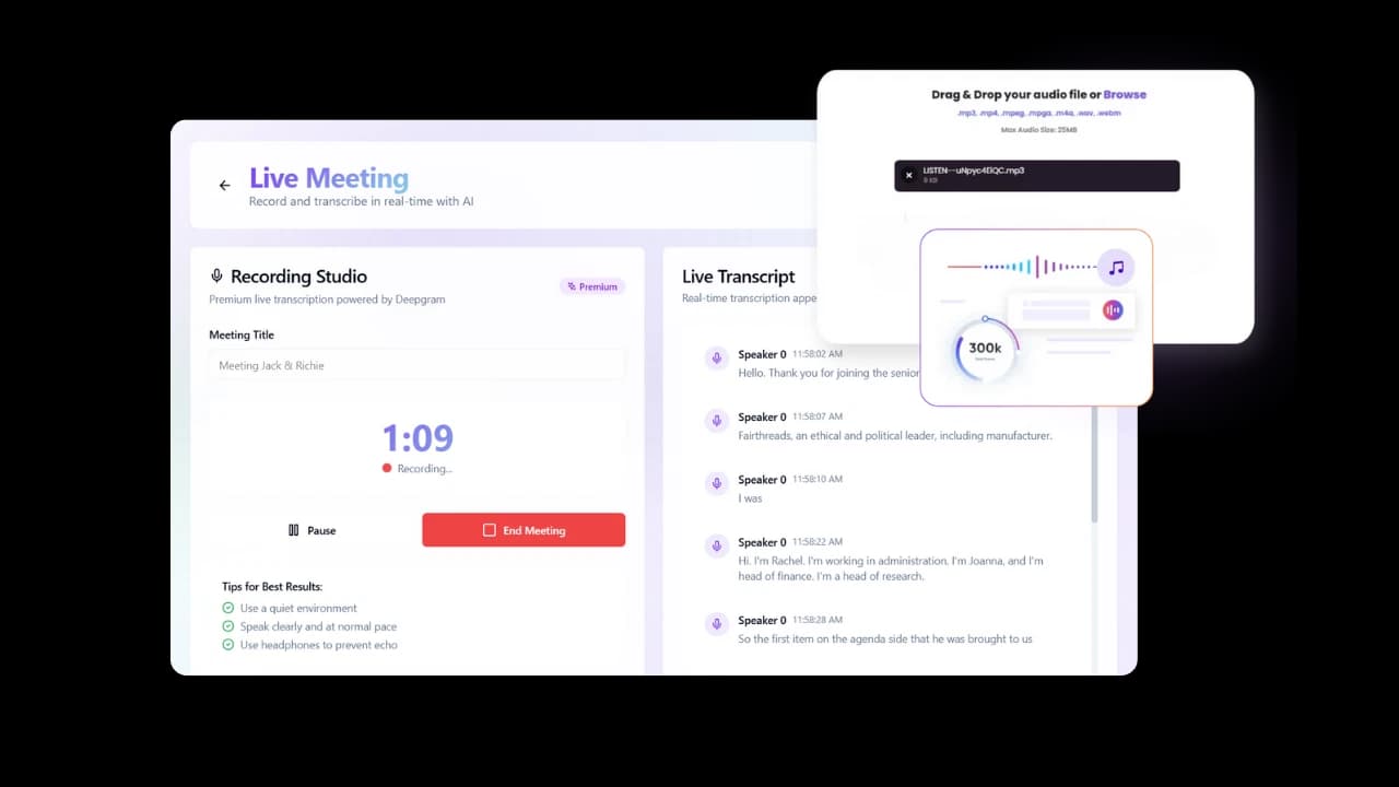 AI-Powered Transcription showcase