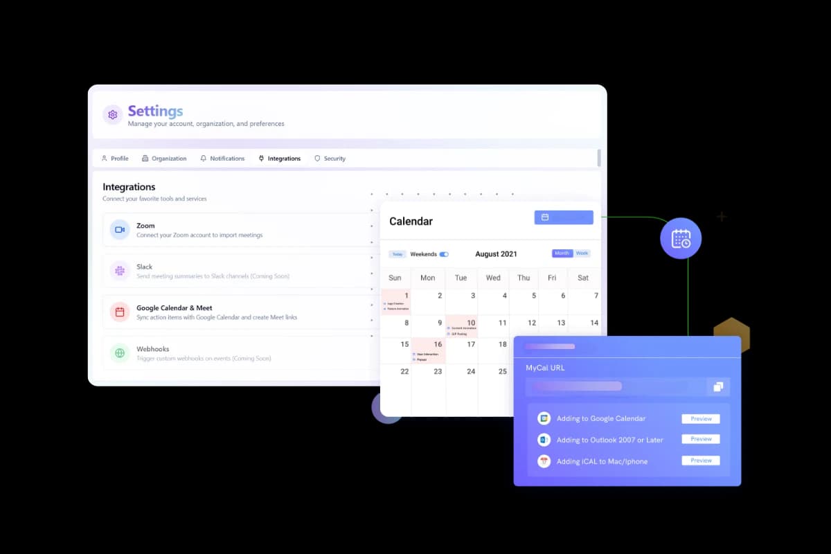Calendar integration and synchronization features